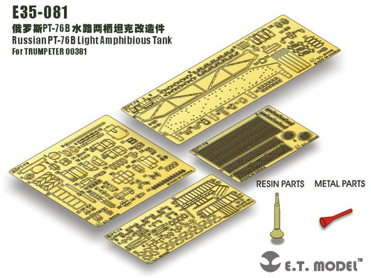 E.T. Model 1:35 Russian PT-76B Light Amphibious Tank Detail Set