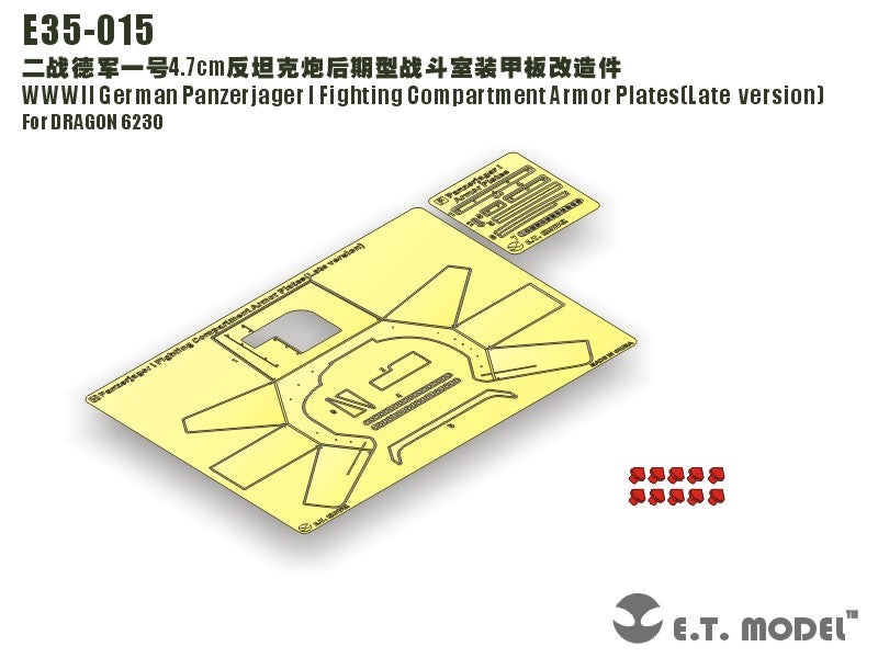 E.T. Model 1:35 WWII German Panzerjager I Fighting Compartment Armor Plates（Late version）