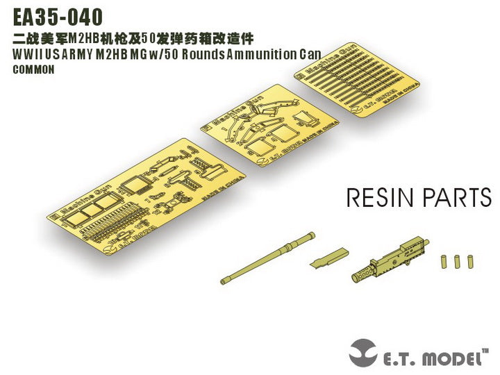 E.T. Model 1:35 WWII US ARMY M2HB MG w/50 Rounds Ammunition Can