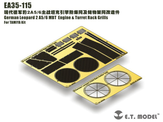 E.T. Model 1:35 German Leopard 2 A5/6 MBT  Engine & Turret Rack Grills