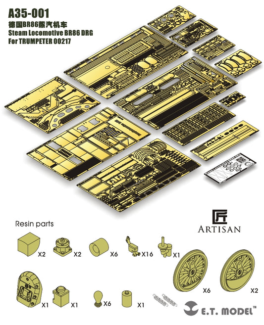 E.T. Model 1:35 Steam Locomotive BR86 DRG Super Detail Set