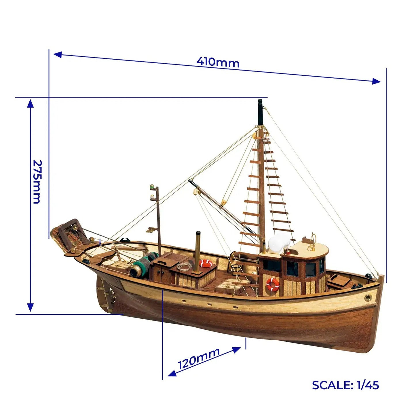 OcCre 1/45 Palamós Fishing Boat Wooden Model Ship Kit