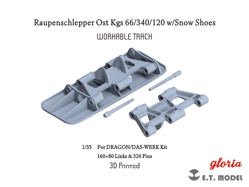 E.T. Model 1/35 Raupenschlepper Ost Kgs 66/340/120 w/Snow Shoes Workable Track