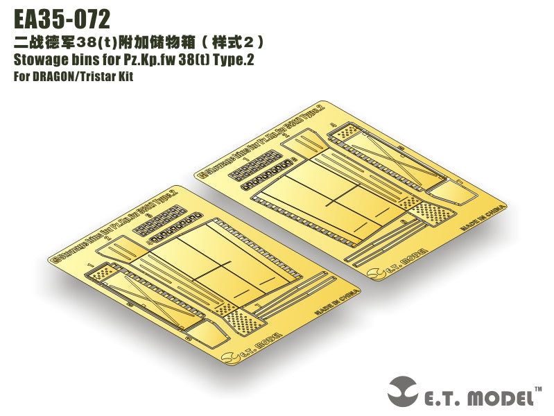 E.T. Model 1:35 Stowage bins for Pz.Kp.fw 38(t) Type.2