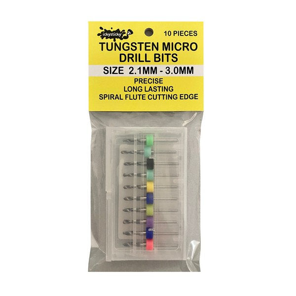 Ickysticky 10 Pce Tungsten Micro Drill Bits 2.1mm - 3.0mm