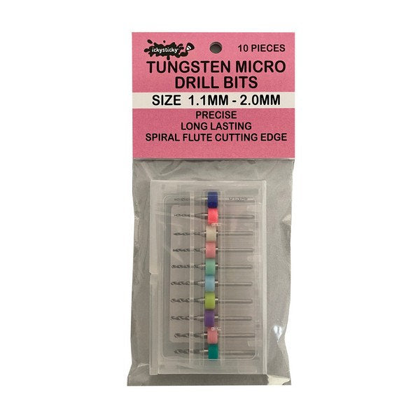 Ickysticky 10 Pce Tungsten Micro Drill Bits 1.1mm - 2.0mm