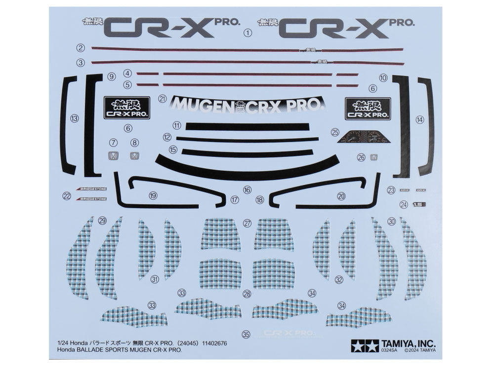 Tamiya 1:24 Honda Ballade Sports Mugen CR-X Pro