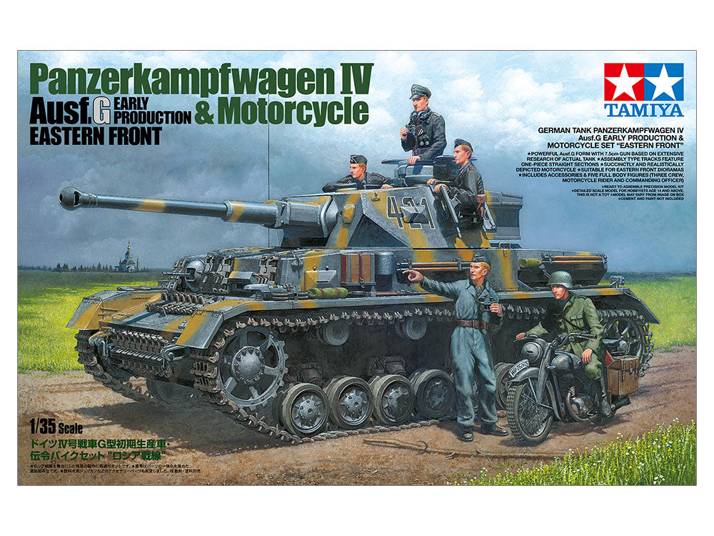 Tamiya 1/35 GERMAN TANK PANZERKAMPFWAGEN IV Ausf.G EARLY PRODUCTION & MOTORCYCLE SET "EASTERN FRONT"