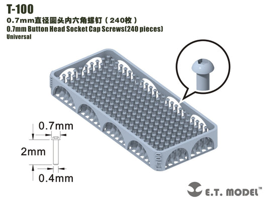 E.T. Model 0.7mm Button Head Socket Cap Screws（240 pieces）