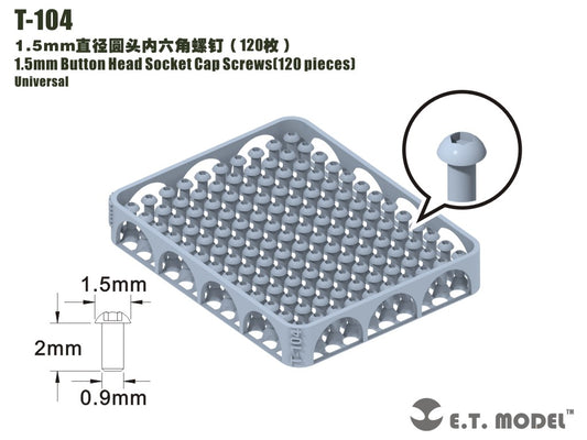 E.T. Model 1.5mm Button Head Socket Cap Screws（120 pieces）