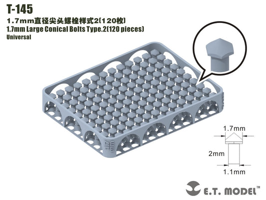 E.T. Model 1.7mm Large Conical Bolts Type.2（120 pieces）