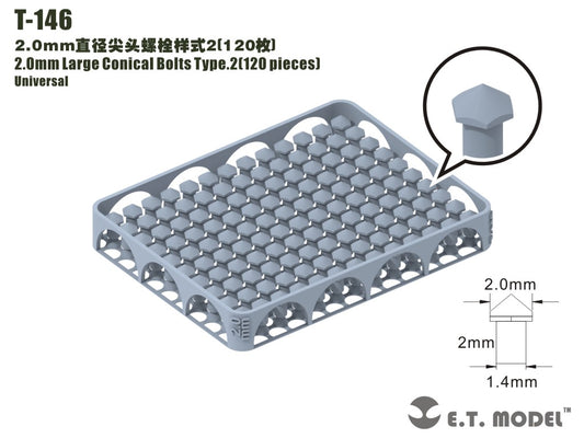 E.T. Model 2.0mm Large Conical Bolts Type.2（120 pieces）