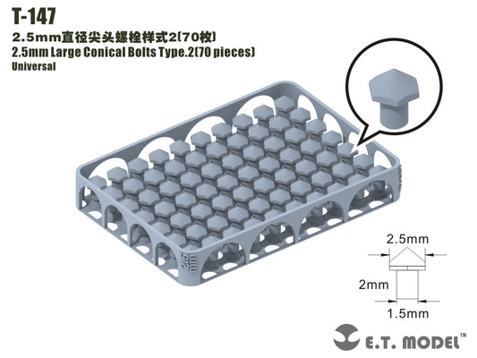 E.T. Model 2.5mm Large Conical Bolts Type.2（70 pieces）