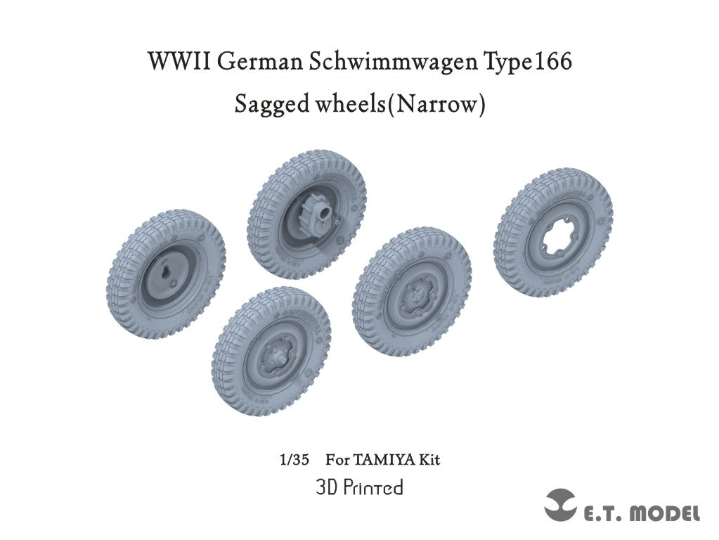 E.T. Model 1/35 WWII German Schwimmwagen Type166 Sagged wheels(Narrow)