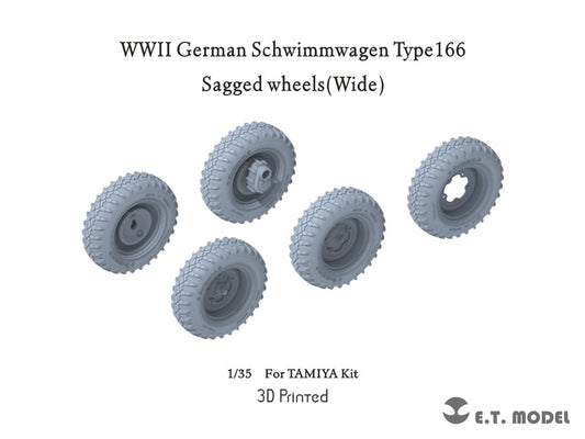 E.T. Model 1/35 WWII German Schwimmwagen Type166 Sagged wheels(Wide)