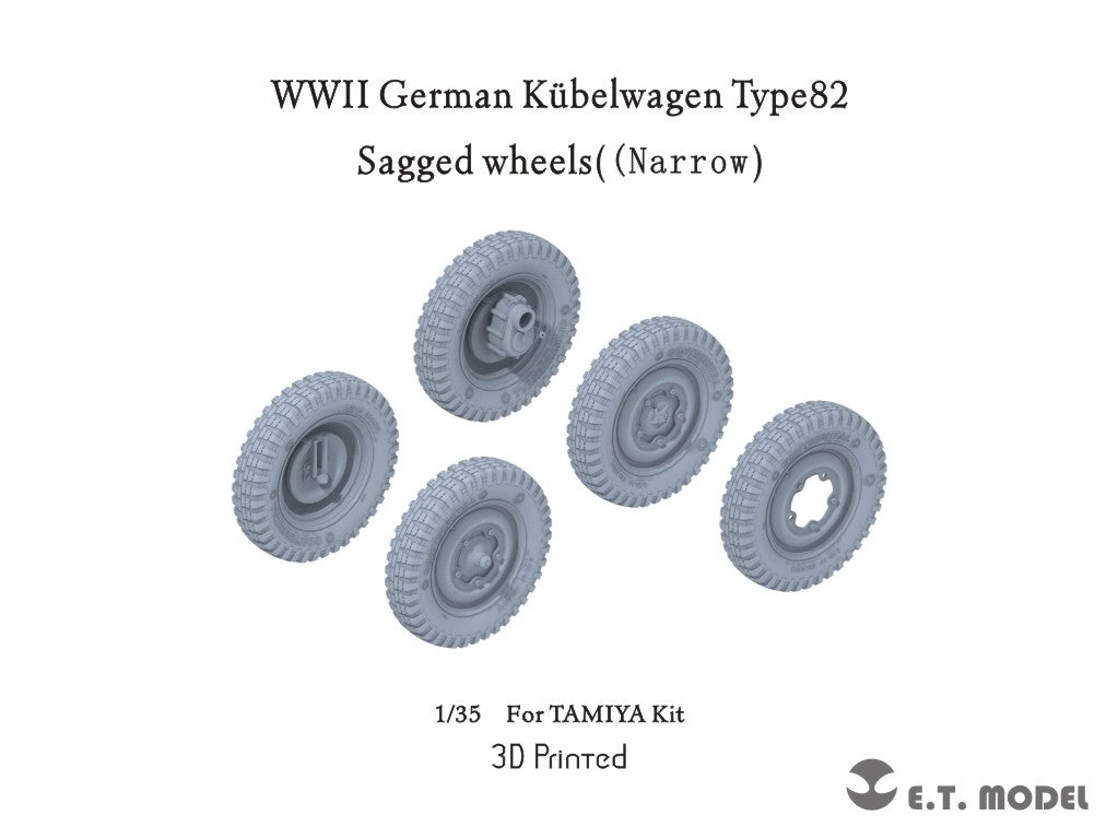 E.T. Model 1/35 WWII German Kübelwagen Type82 Sagged wheels((Narrow)