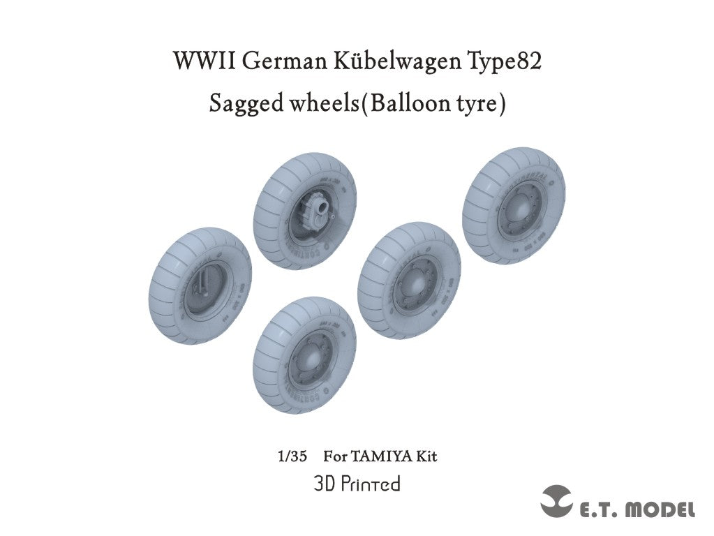 E.T. Model 1/35 WWII German Kübelwagen Type82 Sagged wheels(Balloon tyre)