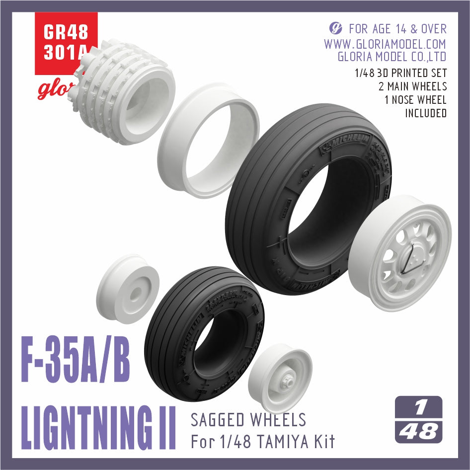 Gloria 1:48 F-35A/B Sagged Wheels