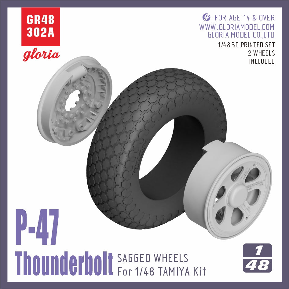 Gloria 1:48 P-47D Sagged Wheels (Type 1)