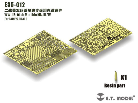 E.T. Model 1:35 WWII British Matilda Mk.III/IV Detail Set