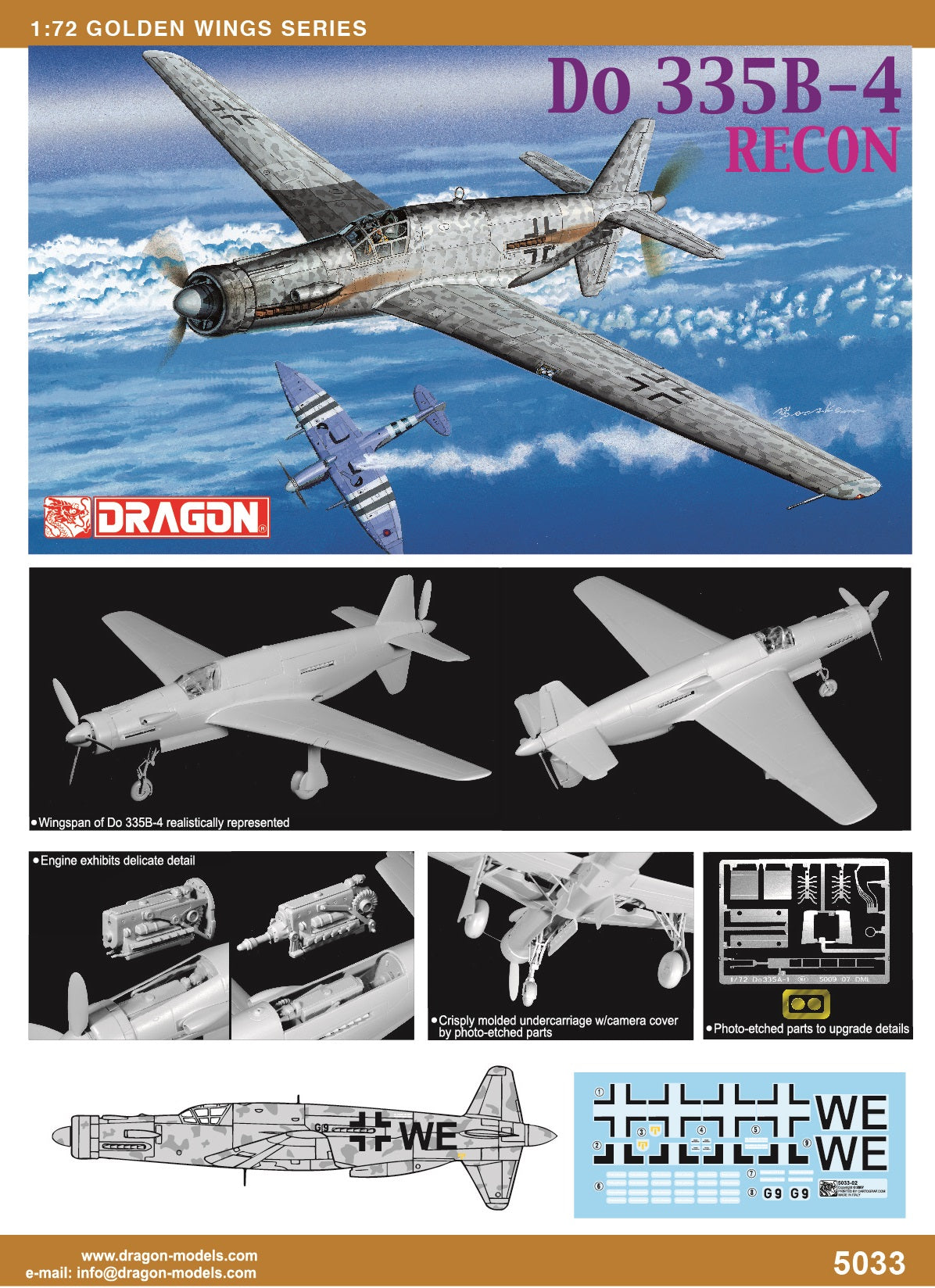 Dragon 1/72 Do 335B-4 Recon Plastic Model Kit