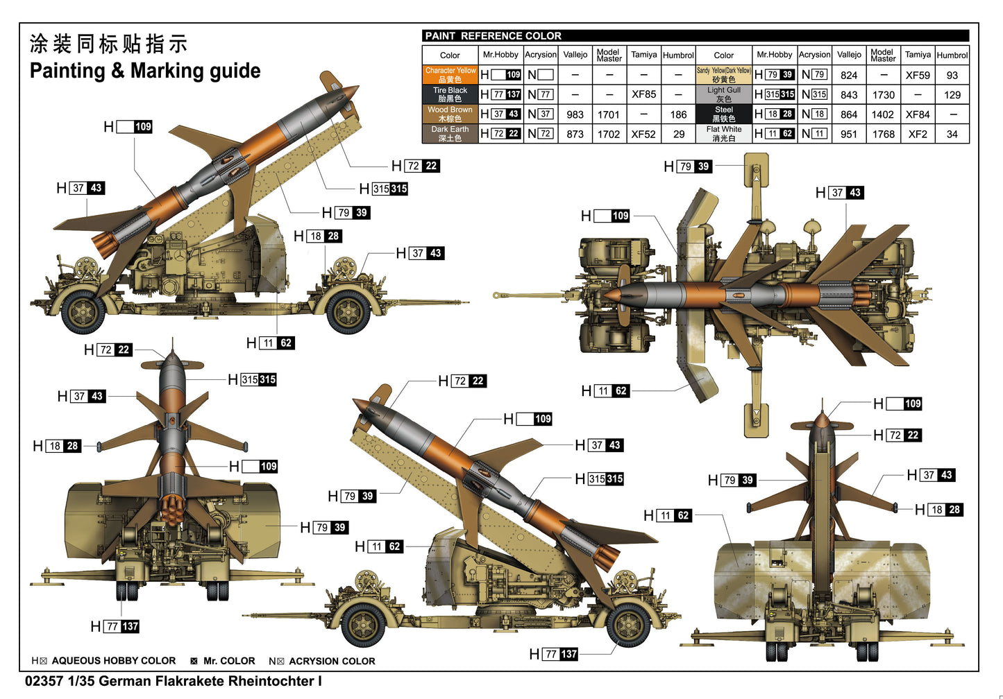 Trumpeter 1/35 German Flakrakete Rheintochter I  Plastic Model Kit