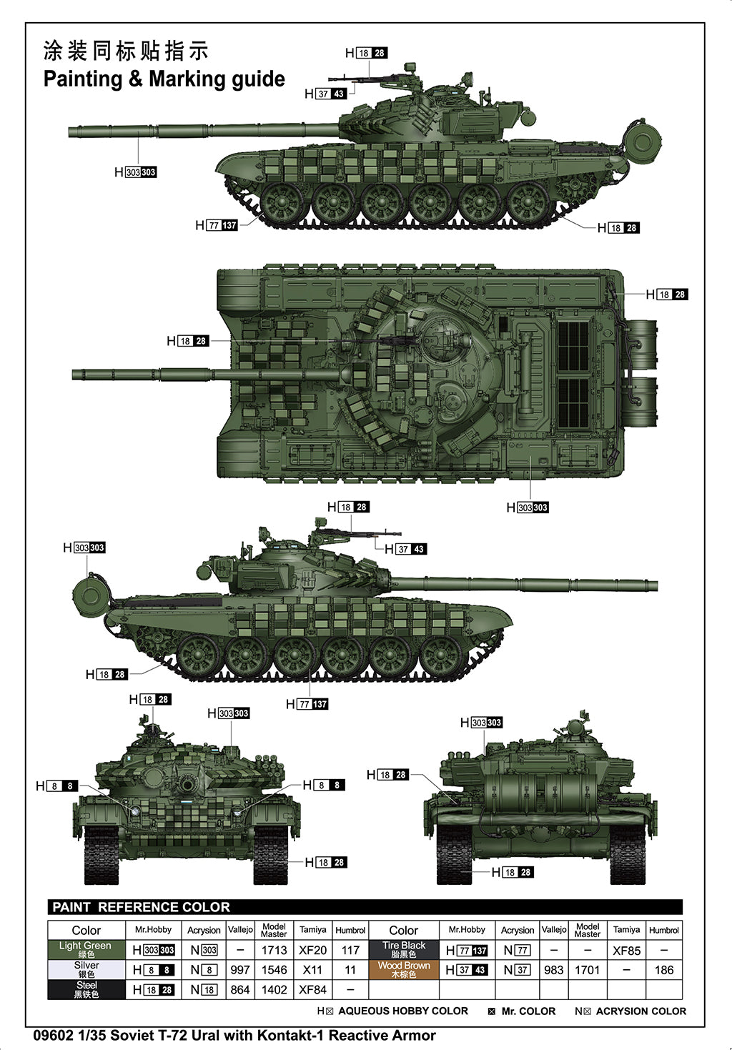 Trumpeter 1/35 Soviet T-72 Ural with Kontakt-1 Reactive Armor Plastic Model Kit