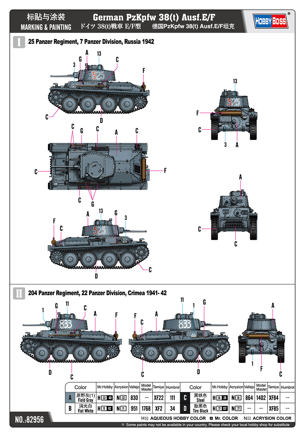 HobbyBoss 1/72 German Pz.Kpfw. 38(t) Ausf.E/F Plastic Model Kit