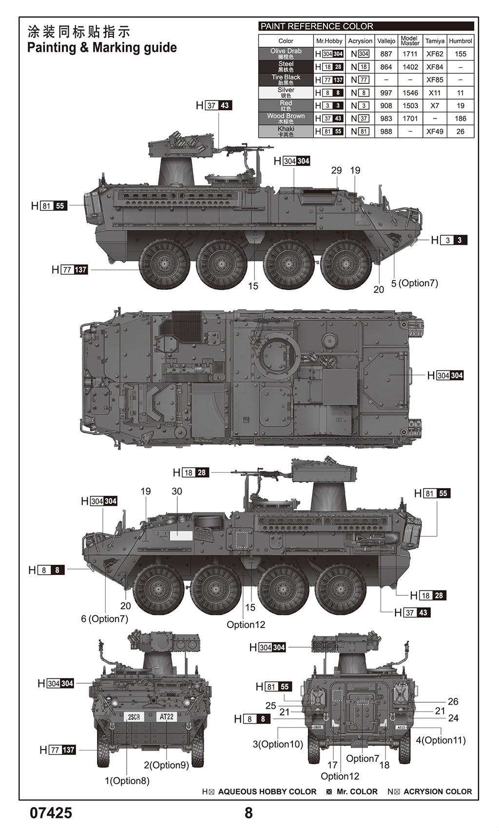 Trumpeter 1/72 M1134 Stryker Anti- Tank Guided Missile (ATGM) Plastic Model Kit