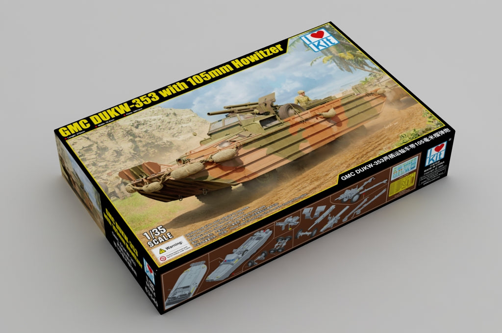 I Love Kit 1/35 GMC DUKW-353 with 105mm Howitzer Plastic Model Kit