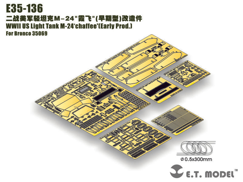 E.T. Model 1:35 WWII US Light Tank M-24 ‘chaffee' (Early Prod.) Detail Set