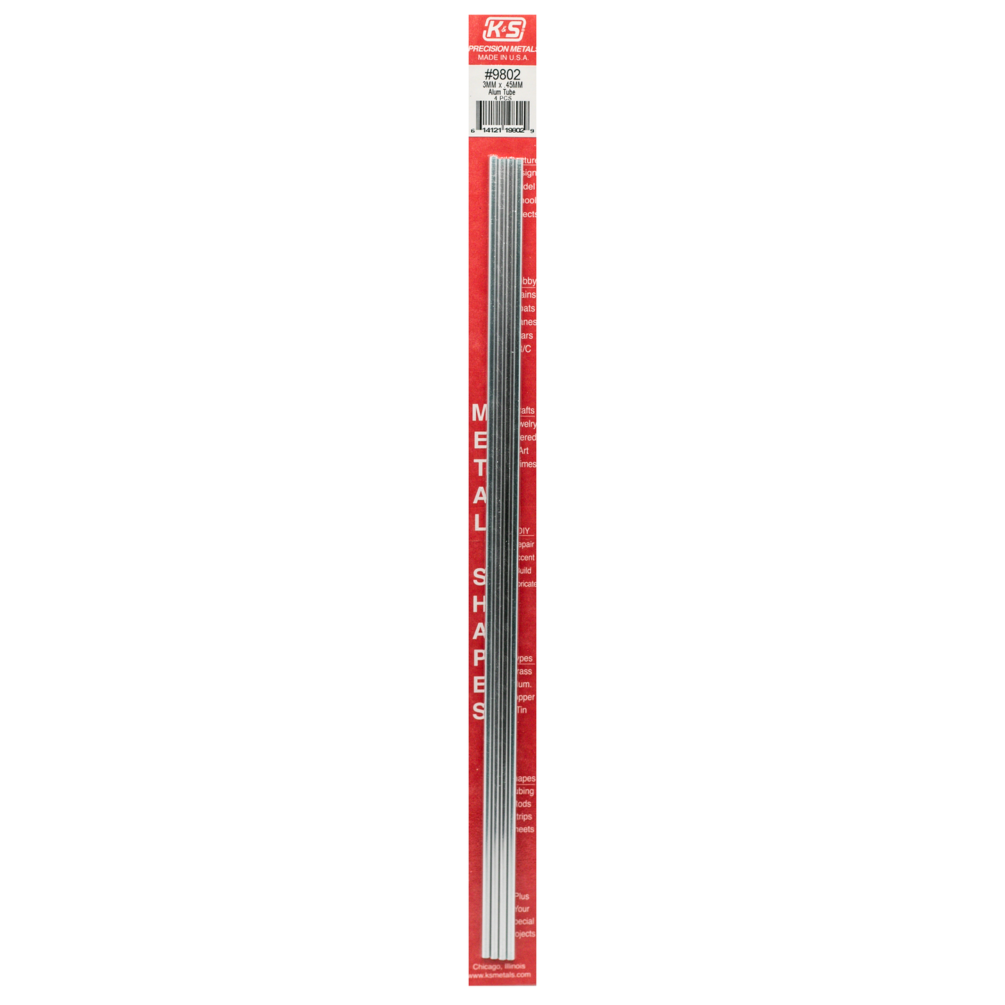 K&S Aluminium Tube 3 x 300mm 0.45 Wall (4)