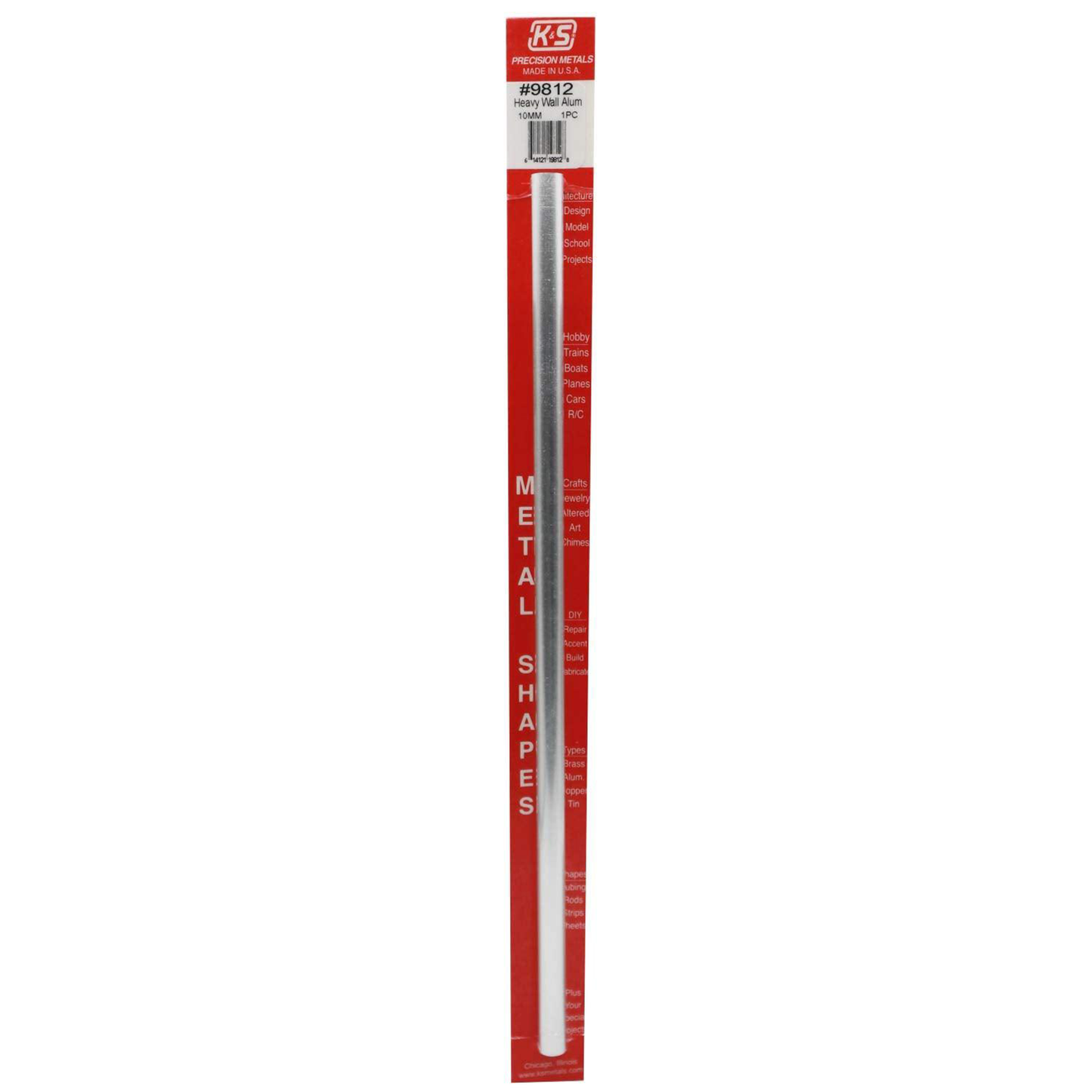 K&S Aluminium Tube 10 x 300mm 0.89 Wall (1 Piece)