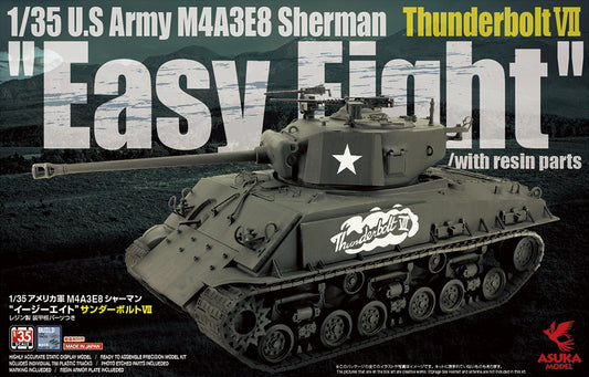 Asuka 1/35 M4A3E8 Sherman Easy Eight Thunderbolt VII w/ Resin Armour Plate Plastic Model Kit