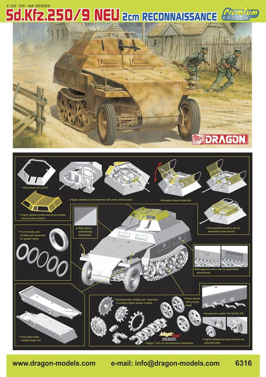 Dragon 1/35 Sd.Kfz.250/9 2cm Recon (Premium) Plastic Model Kit