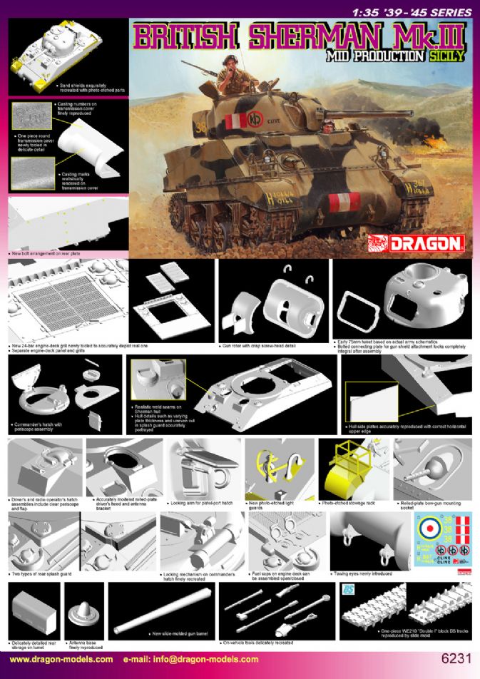 Dragon 1/35 Sherman Mk.III Mid Production Plastic Model Kit