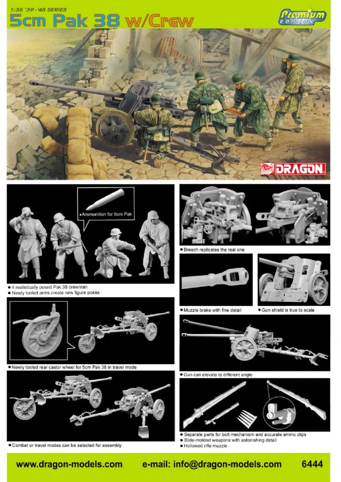 Dragon 1/35 5cm Pak 38 w/Crew Plastic Model Kit