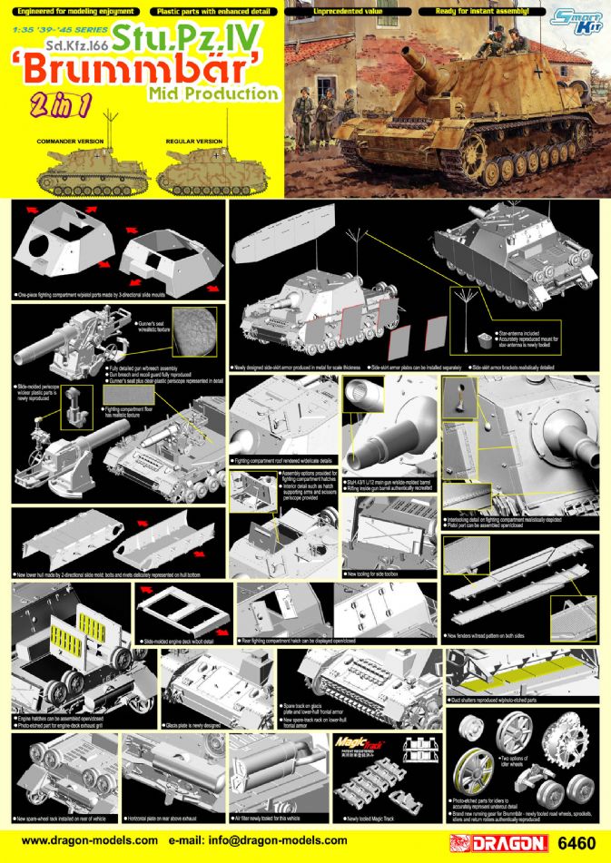 Dragon 1/35 Sd.Kfz.166 Stu.Pz.IV "Brummbar" Mid Production Plastic Model Kit