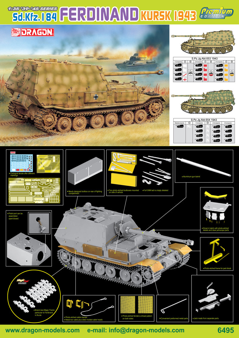 Dragon 1/35 Sd.Kfz. 184 Ferdinand Kursk 1943 Plastic Model Kit