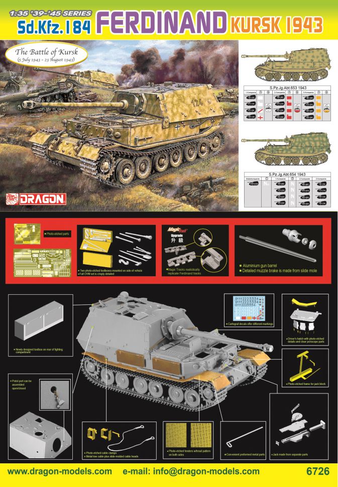 Dragon 1/35 Sd.Kfz.184 Ferdinand Kursk 1943 Plastic Model Kit