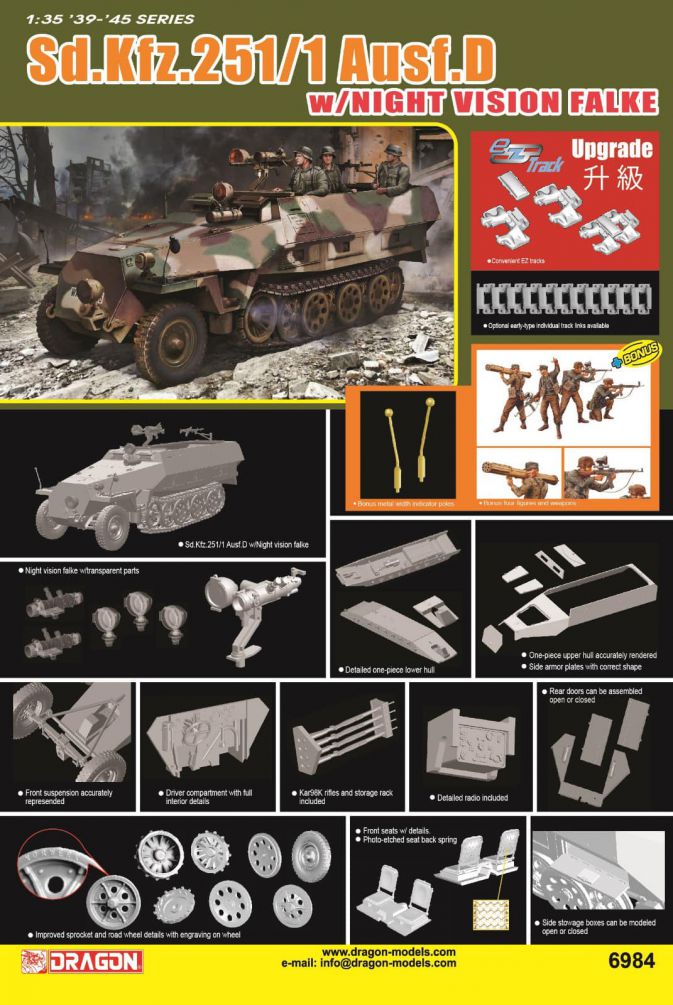 Dragon 1/35 Sd.Kfz.251/1 Ausf.D w/ Night Vision Plastic Model Kit