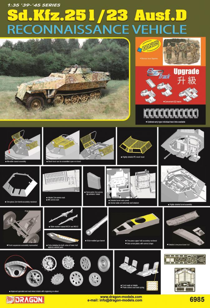 Dragon 1/35 Sd.Kfz.251/23 Ausf.D Reconnaissance Vehicle Plastic Model Kit