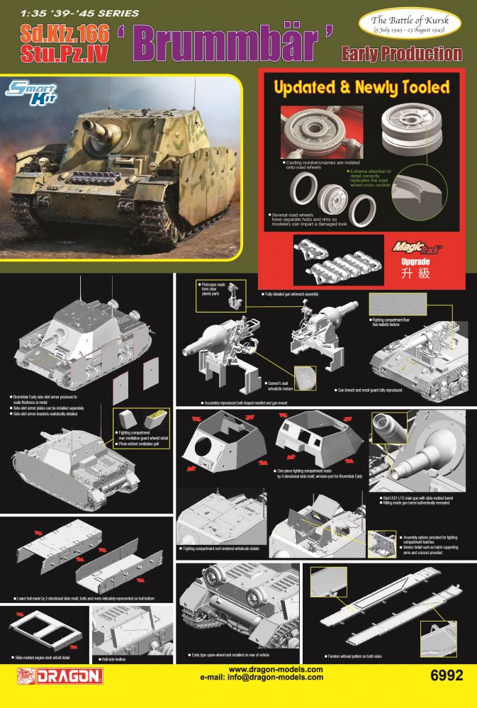 Dragon 1/35 Sd.Kfz.166 Stu.Pz.IV Brummbar Early Plastic Model Kit