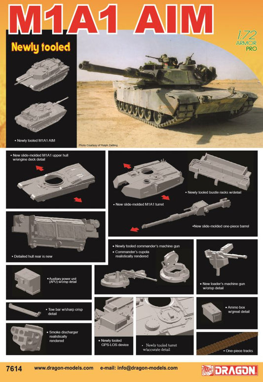 Dragon 1/72 M1A1 AIM Plastic Model Kit