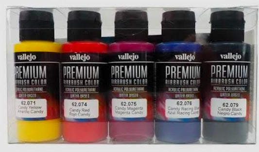 Vallejo Premium Colour Candy Colors 5 Colour Set Acrylic Airbrush Paint