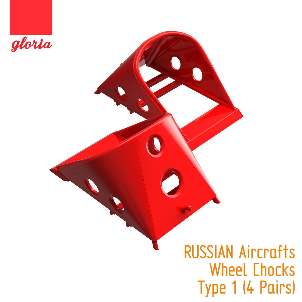 Gloria 1:48  RUSSIAN Aircraft Wheel Chocks Type 1 (4 Pairs)