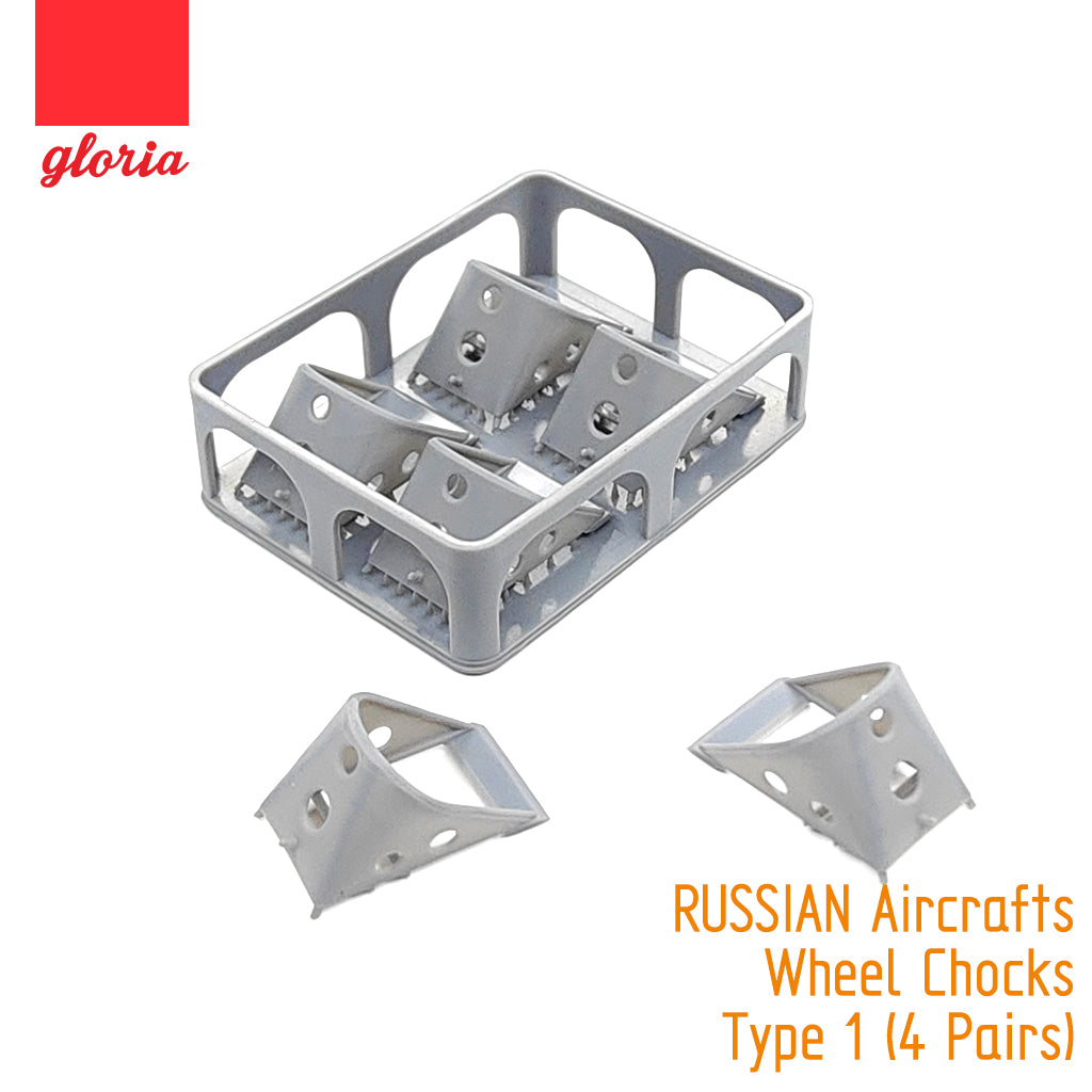 Gloria 1:48  RUSSIAN Aircraft Wheel Chocks Type 1 (4 Pairs)