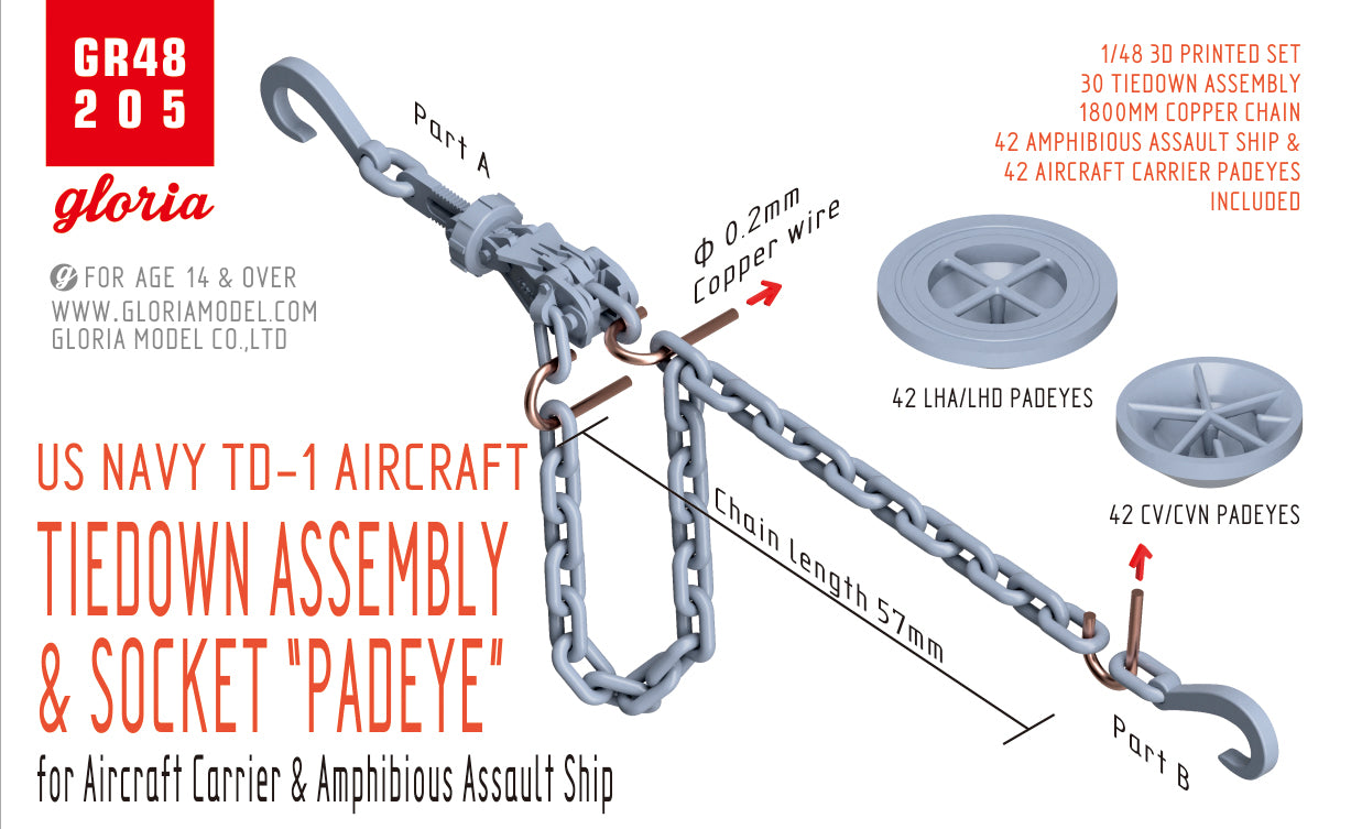 Gloria 1/48 US NAVY AIRCRAFT TIEDOWN ASSEMBLY & SOCKET “PADEYE”