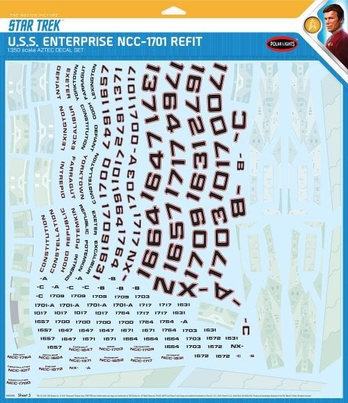 Polar Lights 1/350 Star Trek U.S.S. Enterprise Refit Aztec Decals