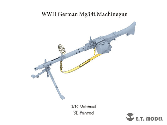 E.T. Model 1/16 WWII German Mg34t Machinegun (3D Printed)